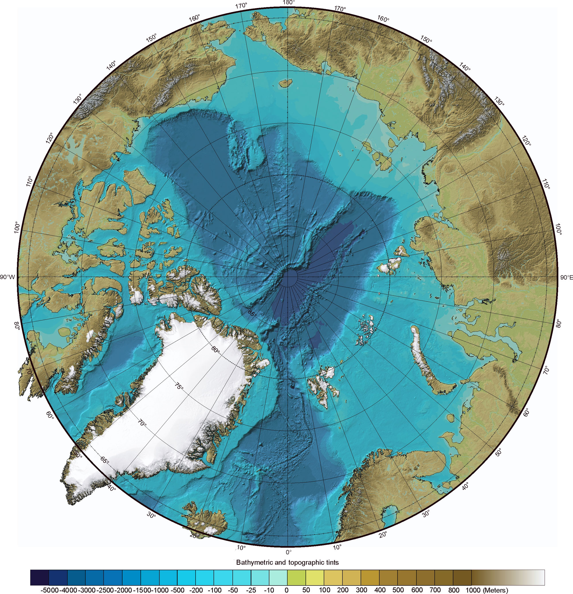 IBCAO Current Map of Arctic Ocean bathymetry